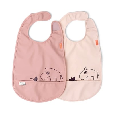 Set de 2 Baberos Deer Friends rosa1