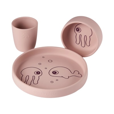 Set de comida de silicona Amigos del mar rosa3