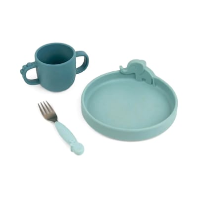 Set de comida Peekaboo Deer Friends azul