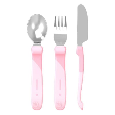 Set de cubiertos acero inoxidable rosado