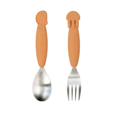 Set de cuchara y tenedor Sea Friends mostaza1