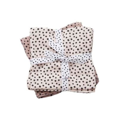 Set 2 mantas muselina grandes Happy Dots rosa1