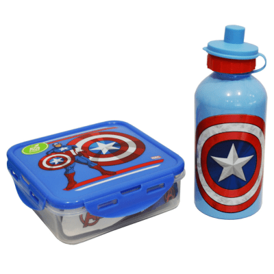 Set hermético+botella metálica Capitán América