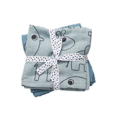 Set 2 mantas muselina grandes Contour azul