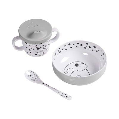 Set primera comida Happy Dots gris2
