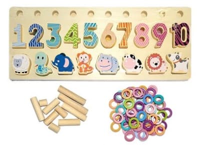 Tabla de encaje números y animales de la granja1