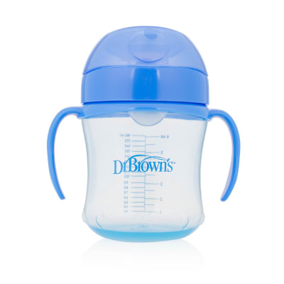 Vaso antiderrame con boquilla blanda azul Dr Brown's1
