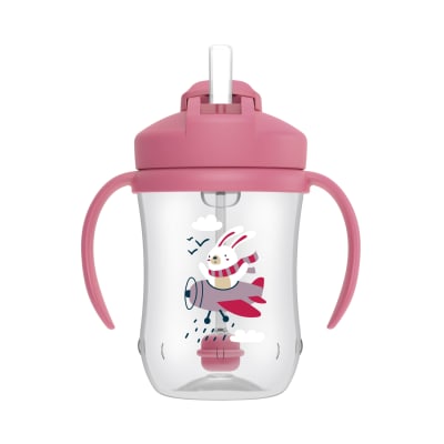 Vaso con bombilla Conejo en avión1