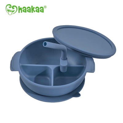 Bowl con división y base de ventosa azul