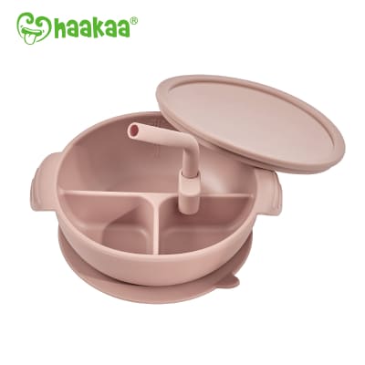 Bowl con división y base de ventosa rosa1