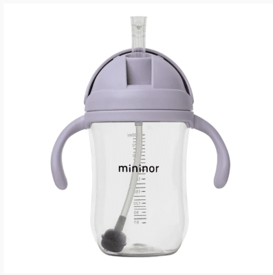 Vaso con bombilla de silicona lila1