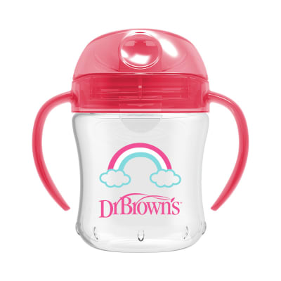 Vaso antiderrame con boquilla rosado Dr Brown's