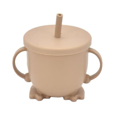 Vaso de silicona con bombilla beige1