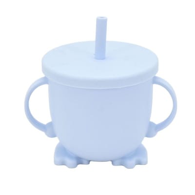 Vaso de silicona con bombilla celeste1