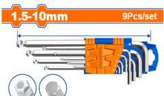 COTIZAR JUEGO DE LLAVE ALLEN PUNTA BOLA (1.5-10MM) 9 PIEZAS BRAZO LARGO WADFOW