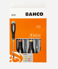 JUEGO DESTORNILLADOR DE PUNTA PLANA/PHILLIPS CON MANGO DE GOMA 6 PIEZAS MARCA BAHCO
