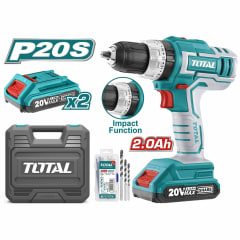 COTIZAR TALADRO PERCUTOR INALAMBRICO 20V 10MM + 2BAT + 1CARGADOR + MALETA MARCA TOTAL