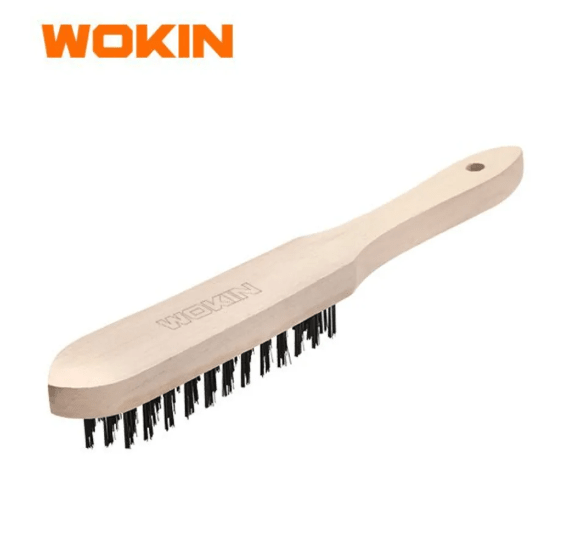ESCOBILLA DE ACERO CON MANGO 4 LINEAS WOKIN1