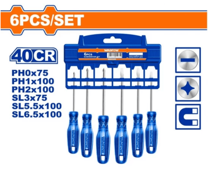 JUEGO DE DESTORNILLADORES DE 6 PIEZAS 40CR WADFOW1