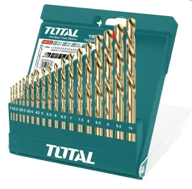 JUEGO DE BROCAS HSS P/FIERRO 1-10MM 19 PIEZAS TOTAL1