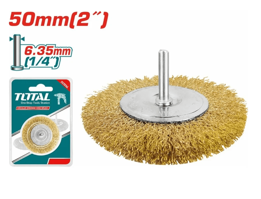 CEPILLO RADIAL 2 PULG DE CERDA DE ACERO C/BASTAGO 1/4 TOTAL1