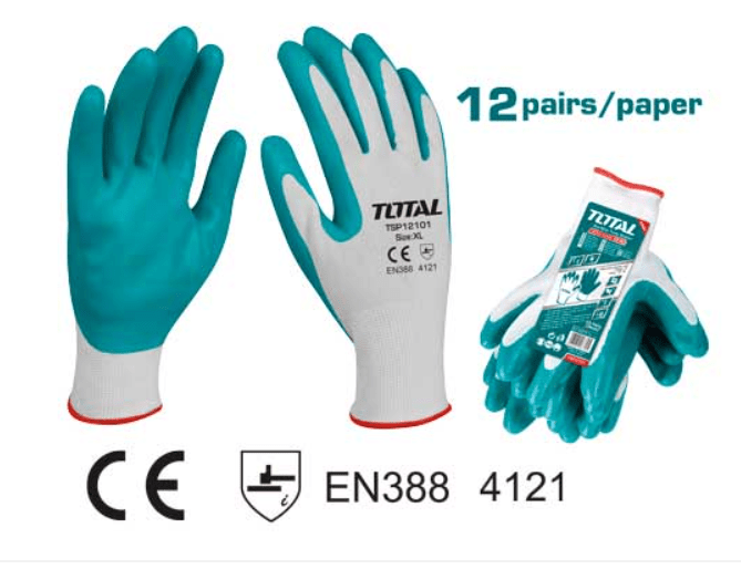 GUANTES NITRILO TALLA XL ACABADO LISO Y TEXTURA RUGOSA TOTAL1