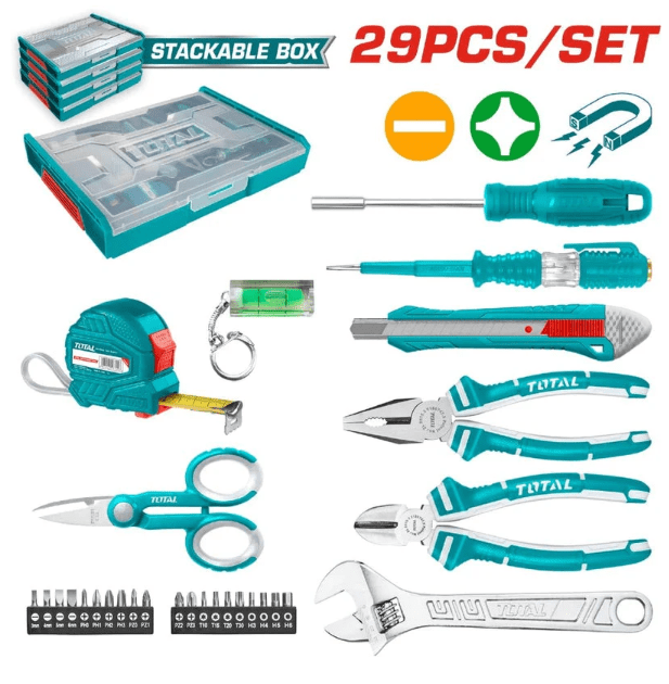 JUEGO DE HERRAMIENTAS MANUALES 29 PIEZAS TOTAL1