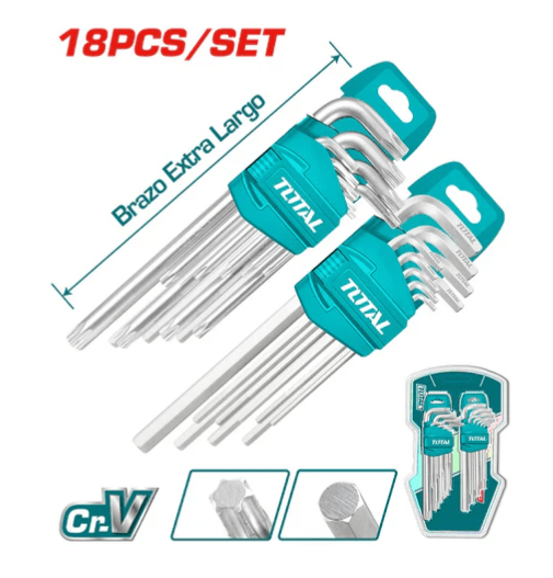 SET 18PIEZAS LLAVE ALLEN Y ESTRELLA INDUSTRIAL TOTAL1