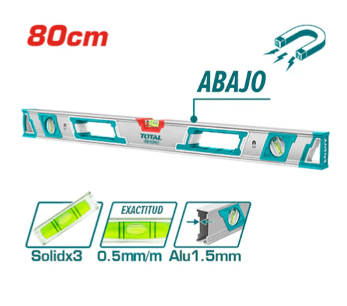 NIVEL DE ALUMINIO 2 AGUJAS 80CM TOTAL1