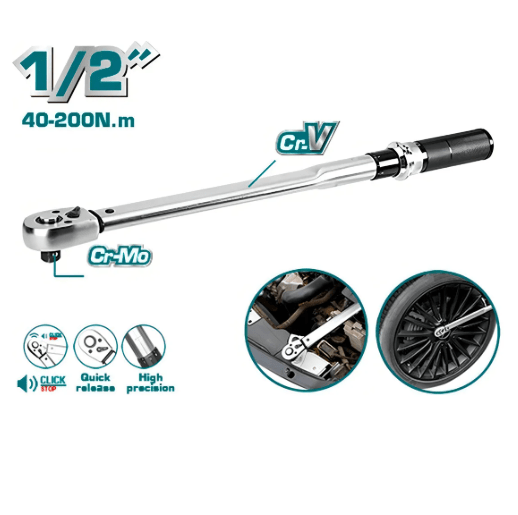 LLAVE TORQUE TORQUIMETRO 1/2 40 200 MM TOTAL1