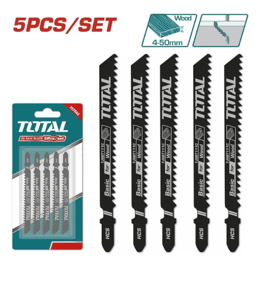 SET DE 5 HOJAS TIPO U PARA MADERA 74MM TOTAL2