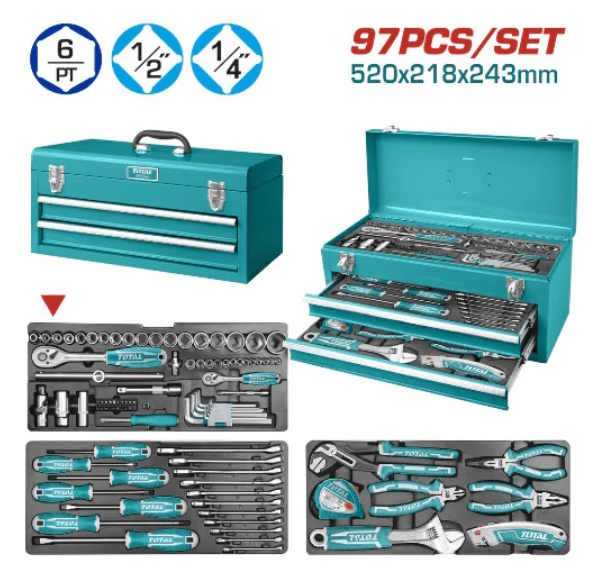 CAJA HERRAMIENTAS 97 PIEZAS INDUSTRIAL TOTAL1