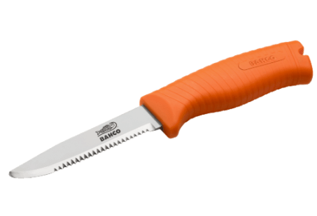 CUCHILLO DE RESCATE FLOTANTE CON MANGO FLUORECENTE MARCA BAHCO1