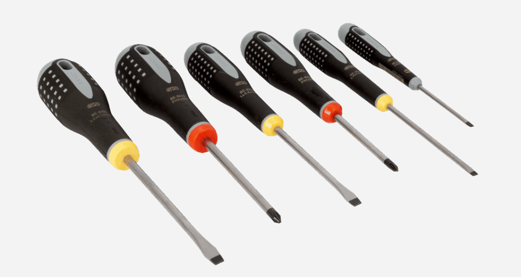 JUEGO DESTORNILLADOR DE PUNTA PLANA/PHILLIPS CON MANGO DE GOMA 6 PIEZAS MARCA BAHCO2