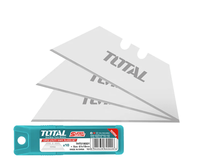 JUEGO DE 10 CUCHILLAS DE 61MM X 19MM SS MARCA TOTAL1