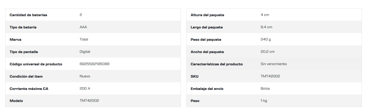 COTIZAR MULTIMETRO CON PINZA AMPERIMETRICA TOTAL2