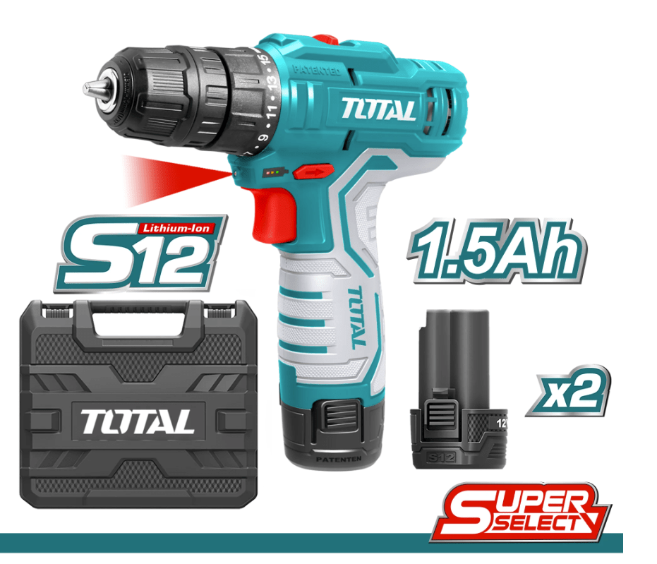 COTIZAR TALADRO INALAMBRICO 12V 10MM + 2 BATERIA 1.5AH + 1 CARGADOR MARCA TOTAL1