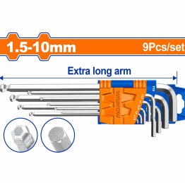 JUEGO DE LLAVE ALLEN PUNTA BOLA (1.5-10MM) 9 PIEZAS WADFOW1