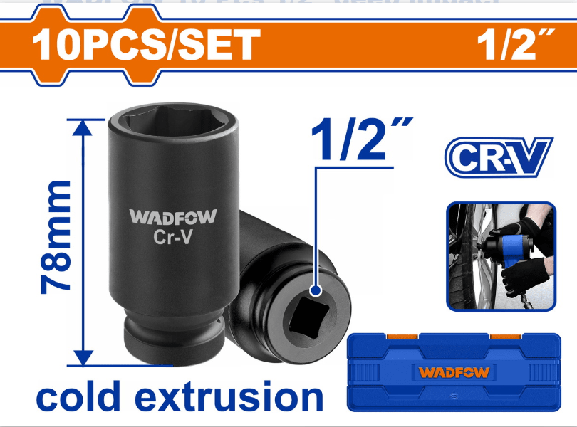 JUEGO DE 10 DADOS DE IMPACTO PROFUNDO DE 1/2 PULG WADFOW1