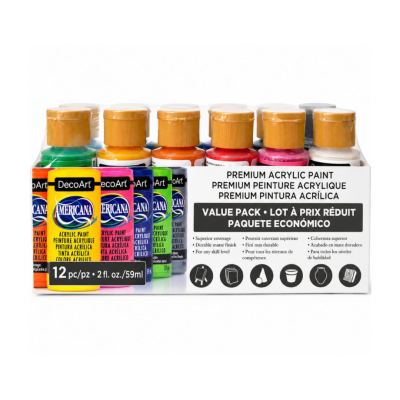 Pack Acrílicos DecoArt 59ml SET 12 COLORES BÁSICOS