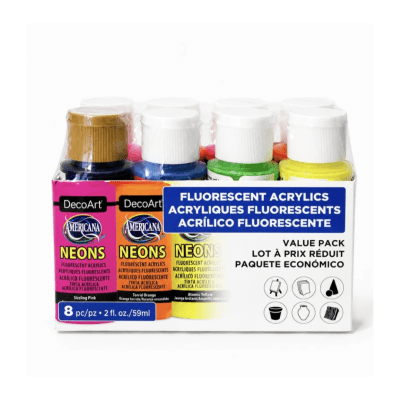 Pack Acrílicos DecoArt 59ml SET 8 COLORES FLUORESCENTES