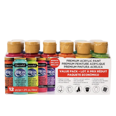 Pack Acrílicos DecoArt 59ml SET 12 COLORES BRILLANTES