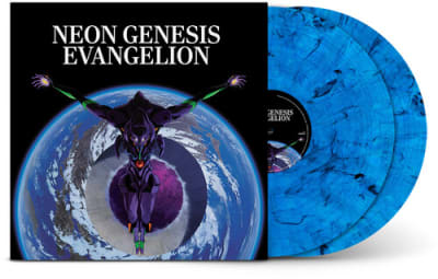 VINILO NEON GENESIS EVANGELION OST (Colored Blue Vinyl, Smoke, Gatefold 2LP Jacket)1