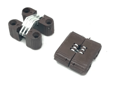 BISAGRA INVISIBLE CAFÉ PLÁSTICA 12 MM C/ TORNILLOS