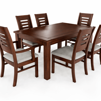 JUEGO DE COMEDOR ROMA NOGAL 6 SILLAS INCLUYE 2 SITIALES