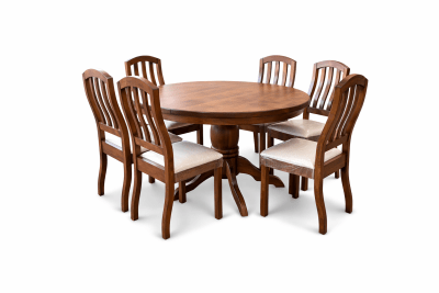 COMEDOR REDONDO RAULI PATA PIÑA + 6 SILLAS