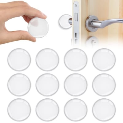 TOPE PUERTA AUTOADHESIVO TRANSPARENTE 12 UNIDADES