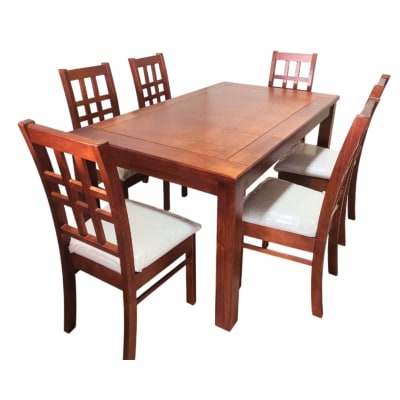 COMEDOR MILÁN 6 SILLAS NOGAL