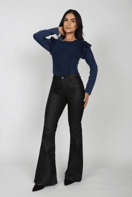 JEANS AMALIA ECO CUERO FLARE 48213