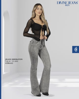 JEANS DIVINE SHERATON  FLARE GRIS1